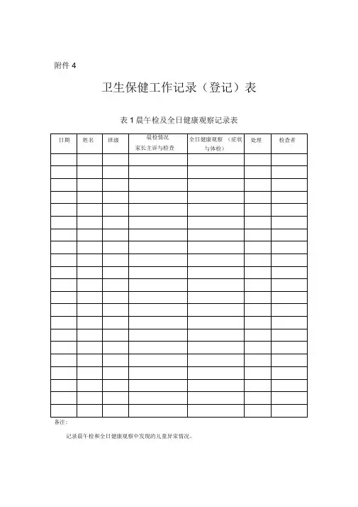 卫生保健工作记录表4