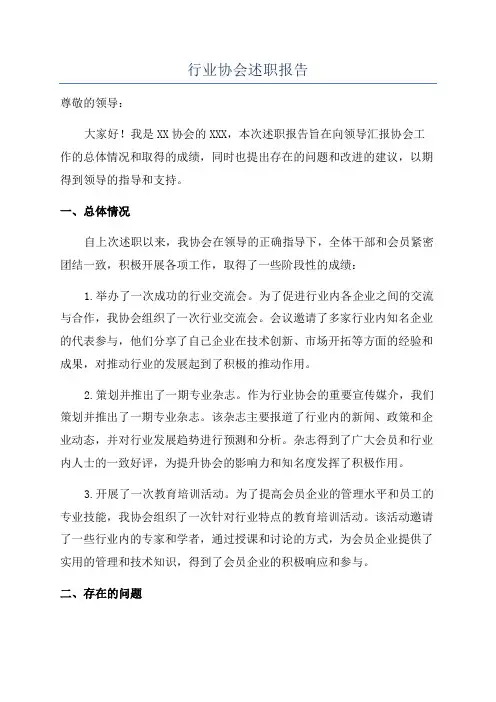 行业协会述职报告