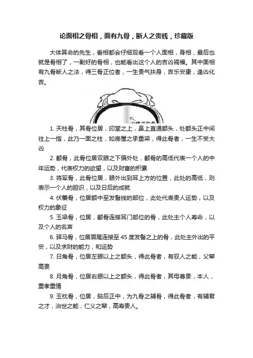 论面相之骨相，面有九骨，断人之贵贱，珍藏版