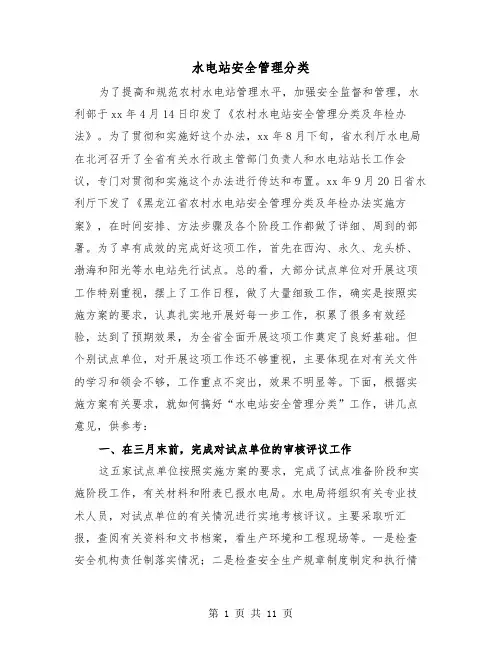 水电站安全管理分类（三篇）