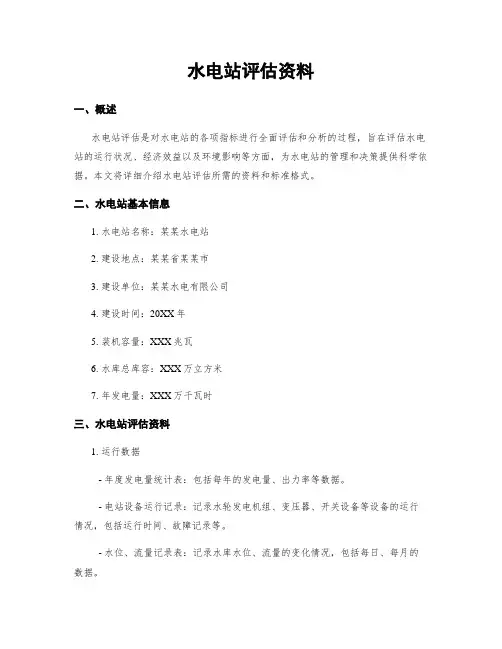 水电站评估资料