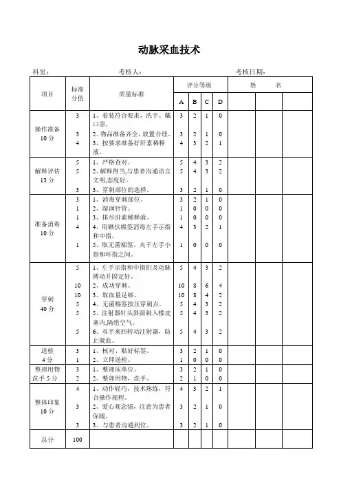 动脉采血技术
