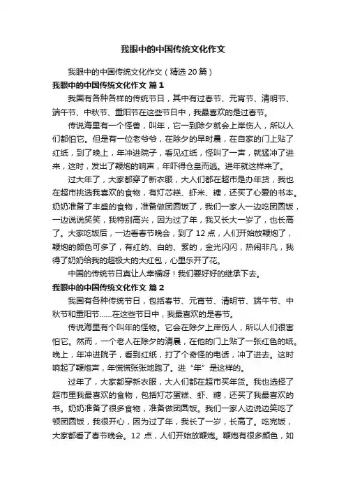 我眼中的中国传统文化作文