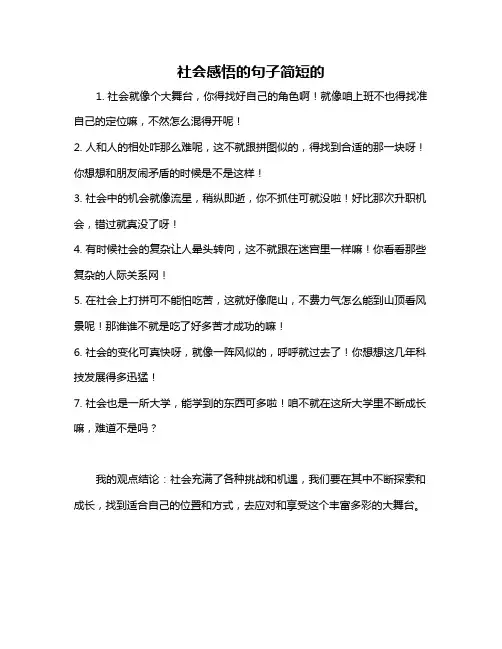 社会感悟的句子简短的