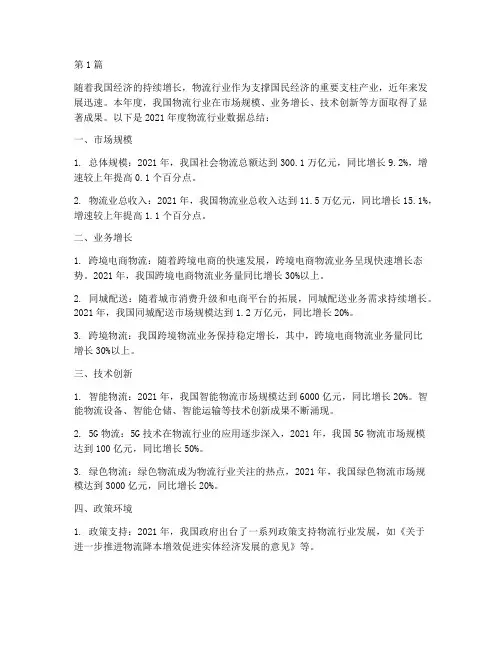物流年度数据总结(3篇)