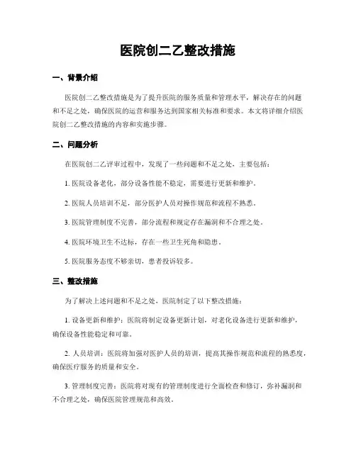 医院创二乙整改措施