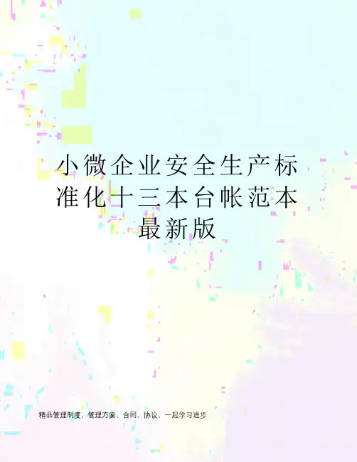 小微企业安全生产标准化十三本台帐范本最新版