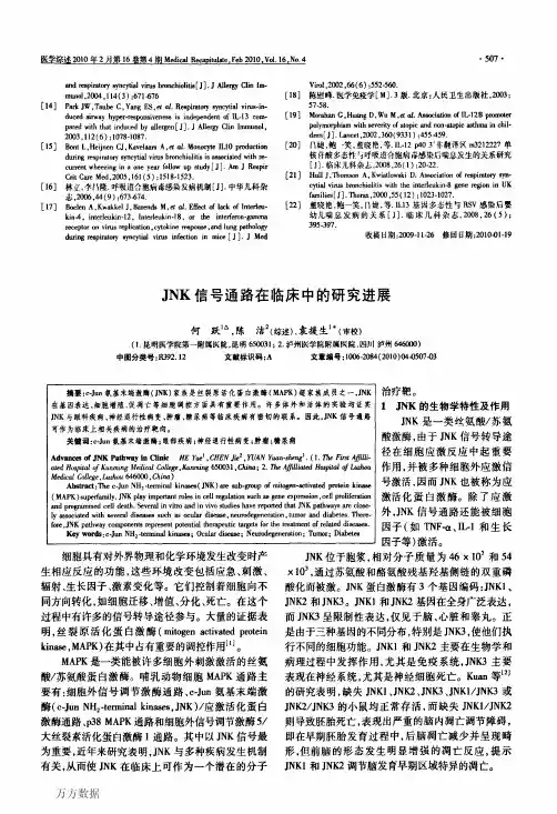 JNK信号通路在临床中的研究进展