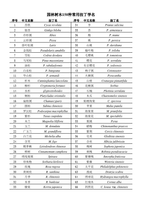 150种拉丁名