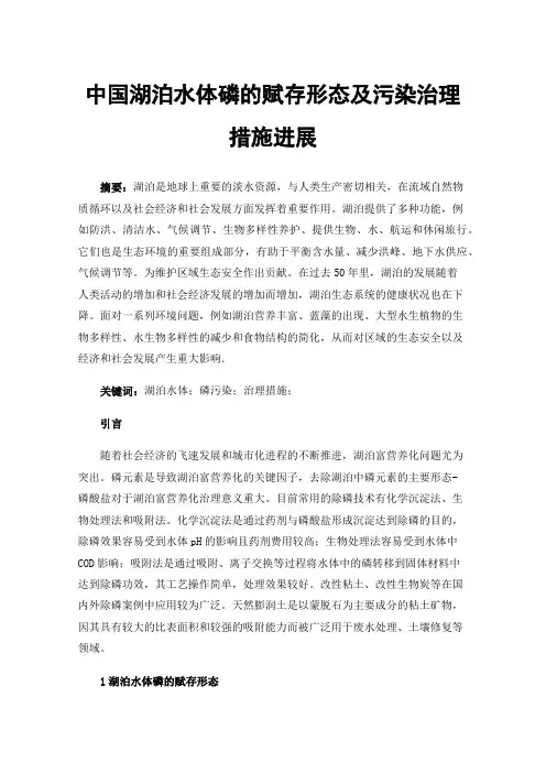 中国湖泊水体磷的赋存形态及污染治理措施进展