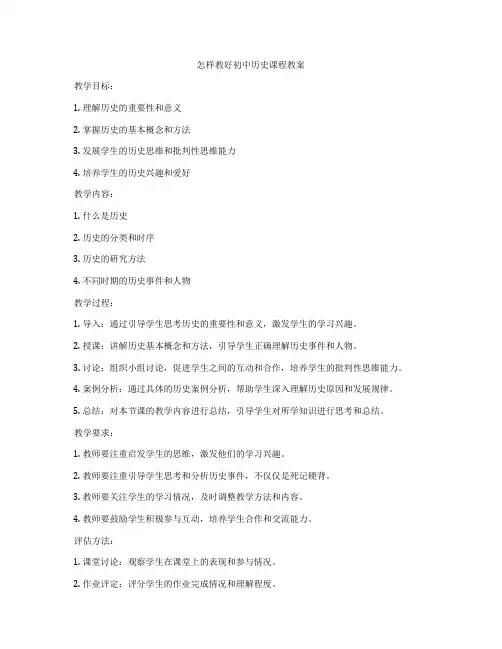 怎样教好初中历史课程教案