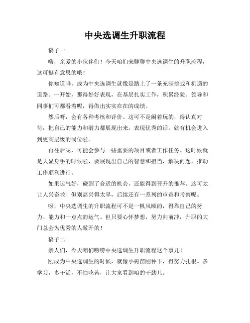 中央选调生升职流程