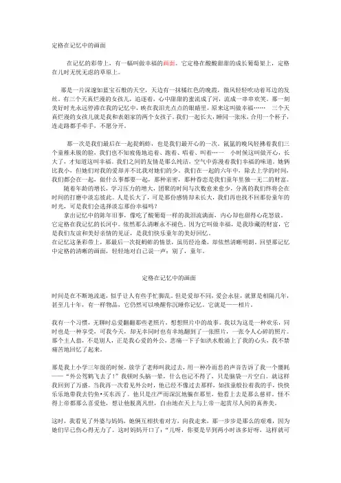 定格在记忆中的画面
