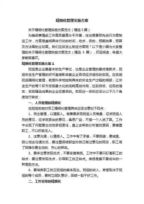 精细化管理实施方案