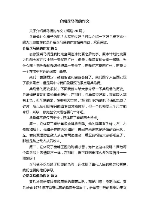 关于介绍兵马俑的作文（精选20篇）