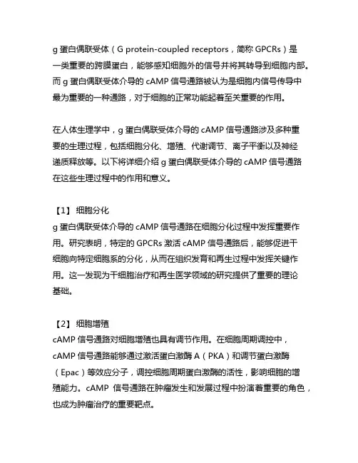 g蛋白偶联受体介导的camp信号通路的生理学意义