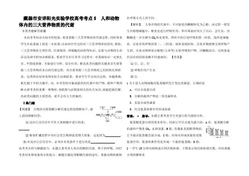 高考生物 高考考点5 人和动物体内的三大营养物质的代谢
