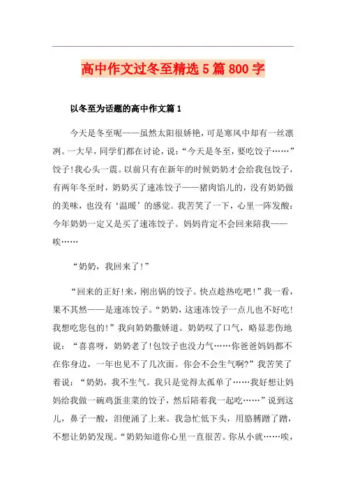 高中作文过冬至精选5篇800字