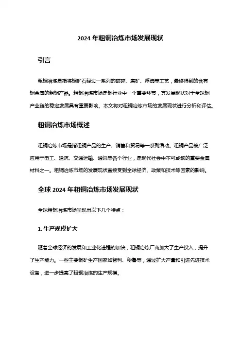2024年粗铜冶炼市场发展现状