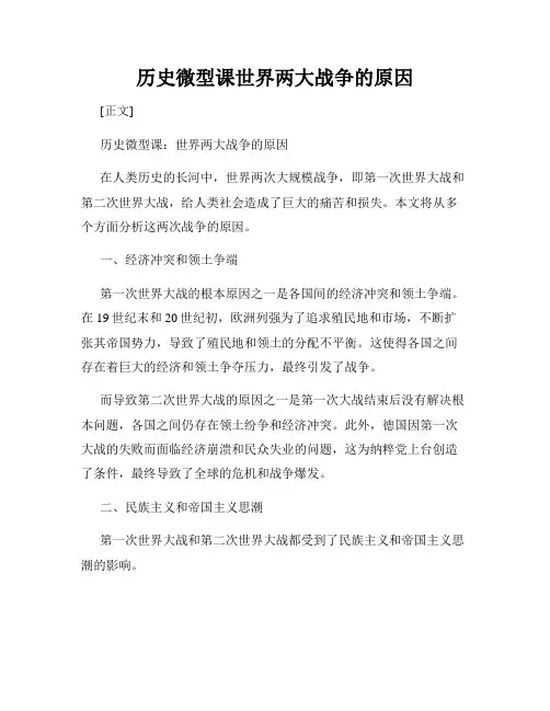 历史微型课世界两大战争的原因