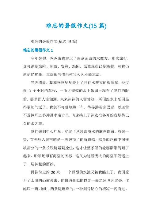 难忘的暑假作文(15篇)