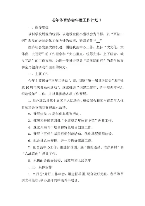 老年体育协会年度工作计划范文5篇
