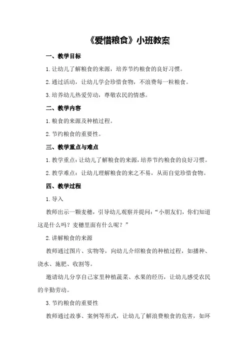 《爱惜粮食》小班教案