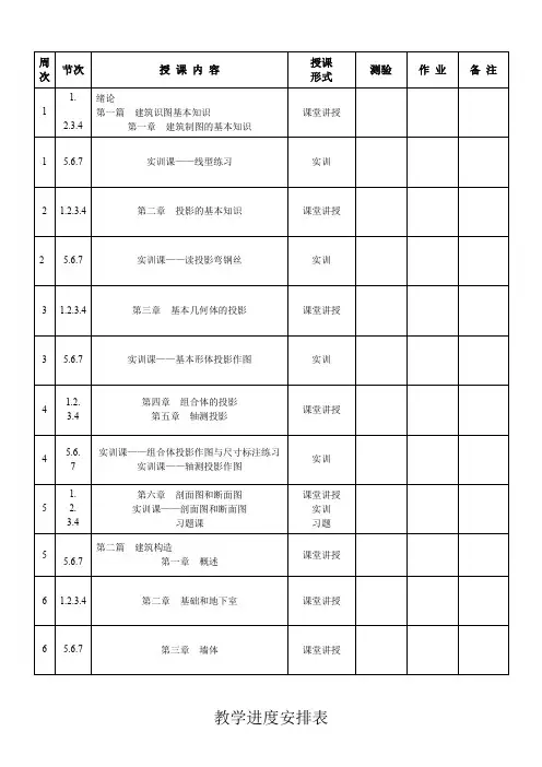 建筑构造与识图授课计划书教案