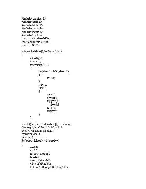 快速傅立叶变换对信号频谱的分析C语言