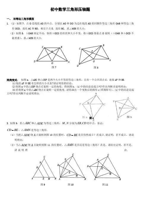 初中数学三角形压轴题