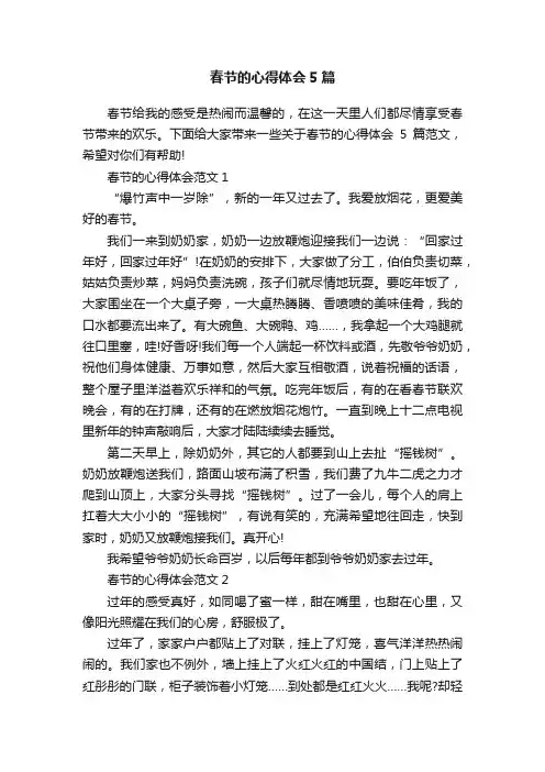 春节的心得体会5篇
