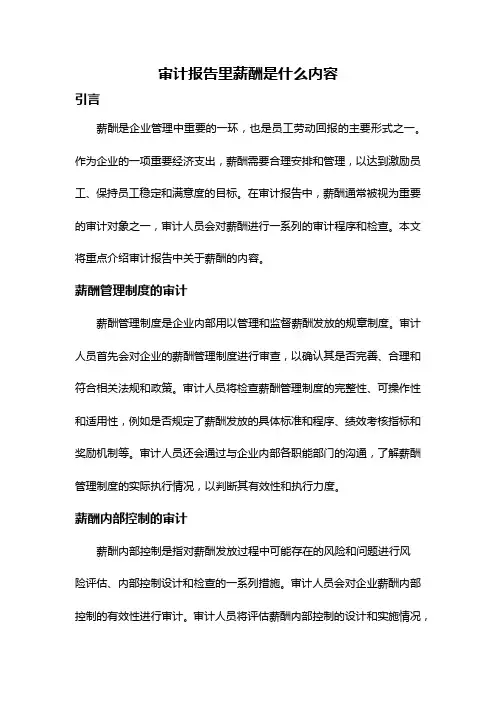 审计报告里薪酬是什么内容