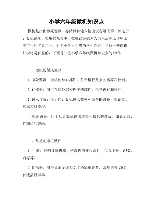 小学六年级微机知识点