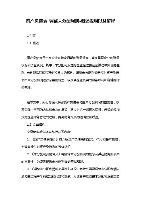 资产负债表 调整未分配利润-概述说明以及解释