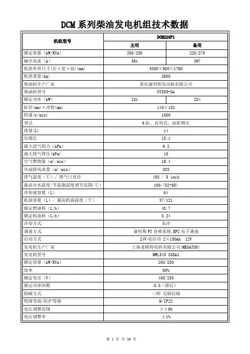 9.DCM系列(重康)发电机组参数