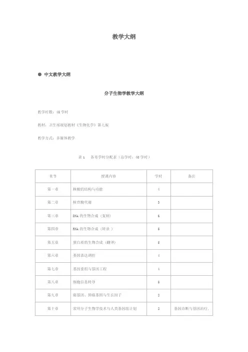 分子生物学大纲