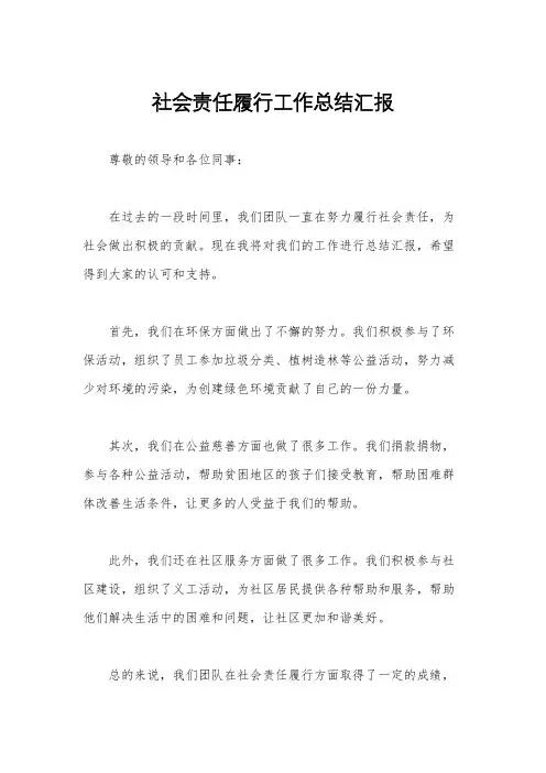 社会责任履行工作总结汇报