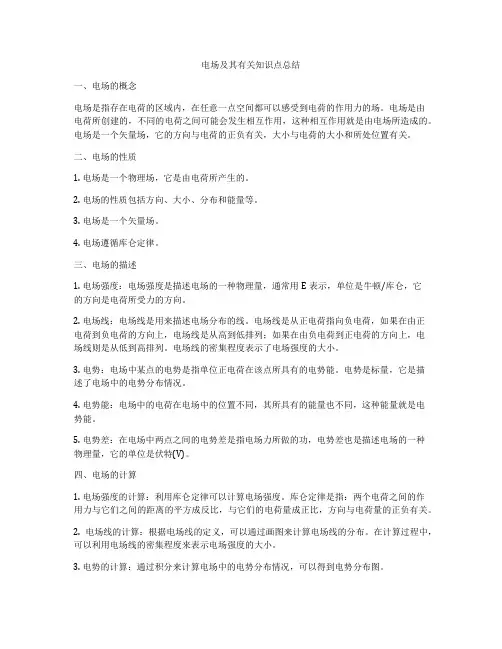 电场及其有关知识点总结