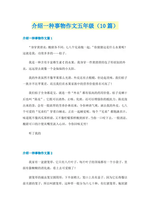 介绍一种事物作文五年级（10篇）