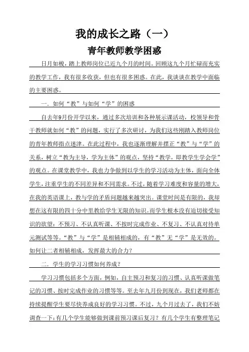 青年教师教学困惑