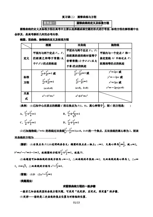 (精品讲义)第2部分复习课(二)圆锥曲线与方程word版含答案2