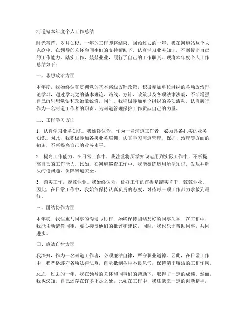 河道站本年度个人工作总结