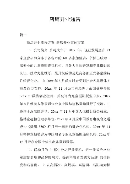 店铺开业通告