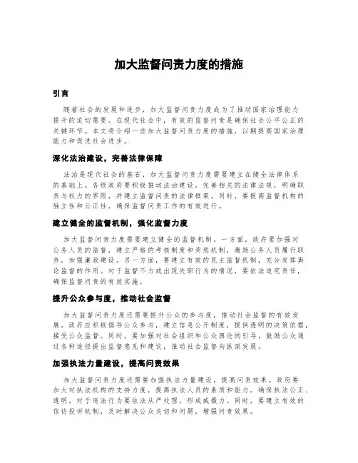 加大监督问责力度的措施