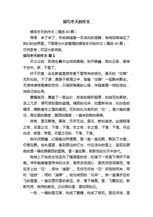 描写冬天的作文（精选40篇）
