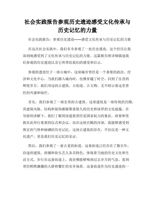 社会实践报告参观历史遗迹感受文化传承与历史记忆的力量