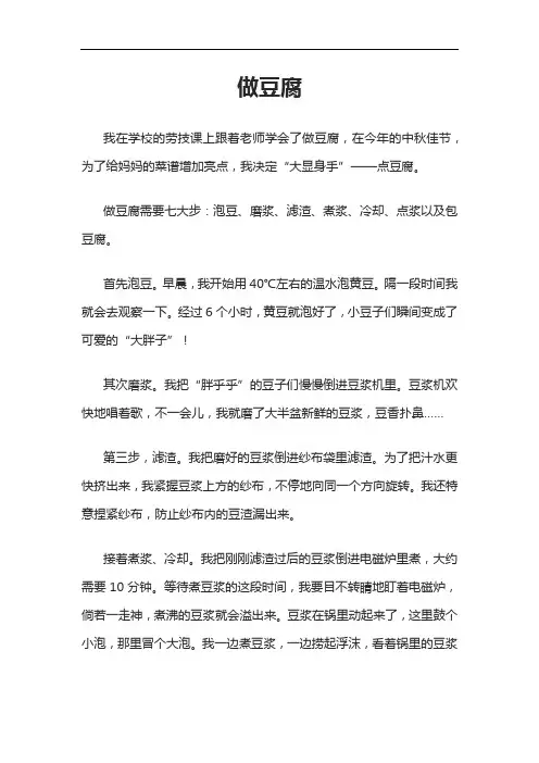 做豆腐小学生爱国征文