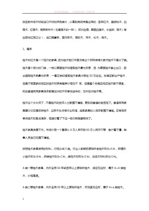 国内常用实木家具用材详解
