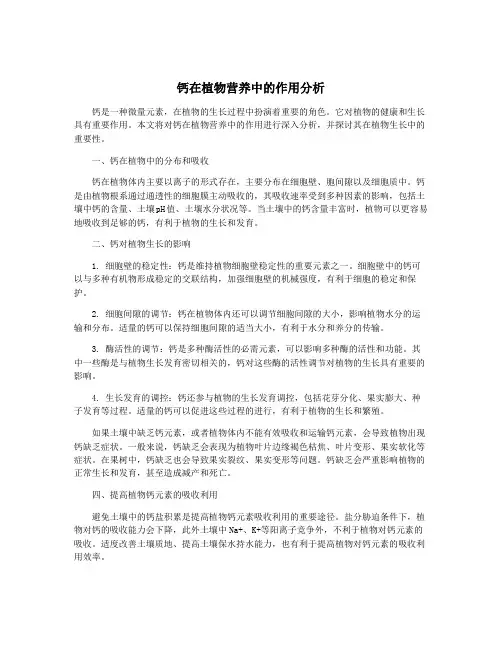 钙在植物营养中的作用分析