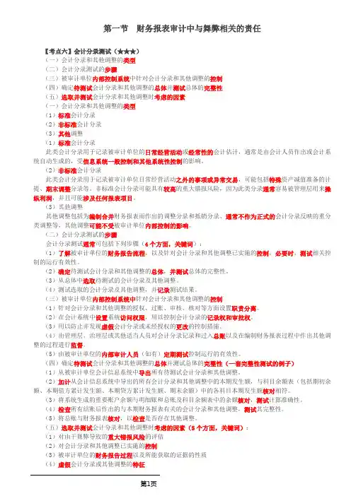 审计考试 第71讲_财务报表审计中与舞弊相关的责任(4)